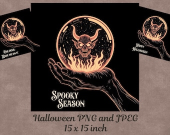 Archivo de imagen PNG con fondo transparente de diablo de Halloween vintage. PNG de sublimación para camisetas, tazas y más, Halloween espeluznante.