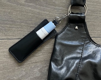 Leather Lip Balm Keychain Holder, Lipgloss Case