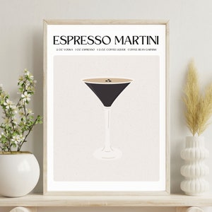 Printable Cocktail Digital Prints, Bar Cart Prints, Wall Art, Cocktail Poster, Espresso Martini