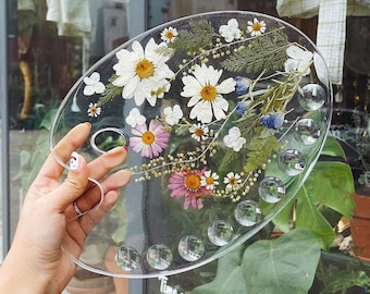 Handmade slab palette/ Ceramic paint palette with flowers/ Natural color  palette - Shop KseniaCeramics Other - Pinkoi