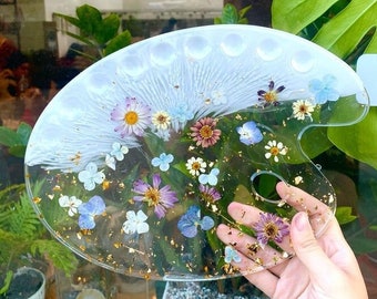Floral Resin Paint Palette, Floral Paint Palette, Resin Flower Paint Palette, Flower Painters Palette, Creative Artist Gift, Gift for Her