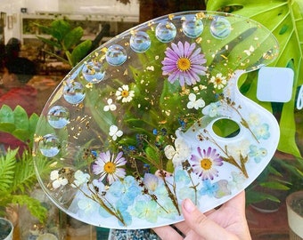 Floral Resin Paint Palette, Floral Paint Palette, Resin Flower Paint Palette, Flower Painters Palette, Creative Artist Gift, Gift for Her