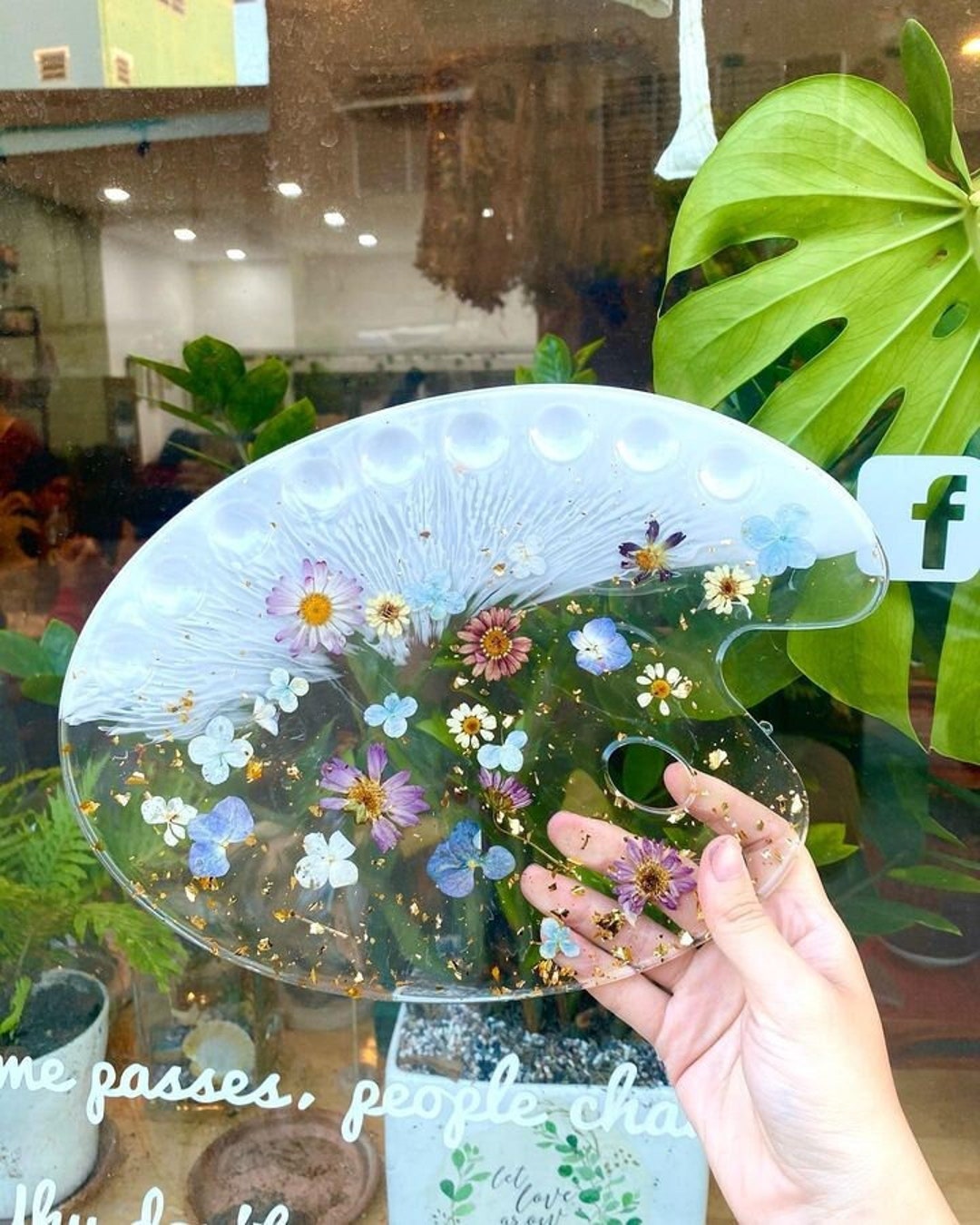 Floral Resin Paint Palette Floral Paint Palette Resin Flower Etsy