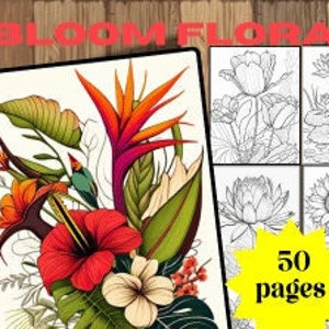 Bloom Floral Parttens, Kolorowanki, Relaksujące wzory kwiatowe, Pobieranie cyfrowe, Wydrukuj PDF