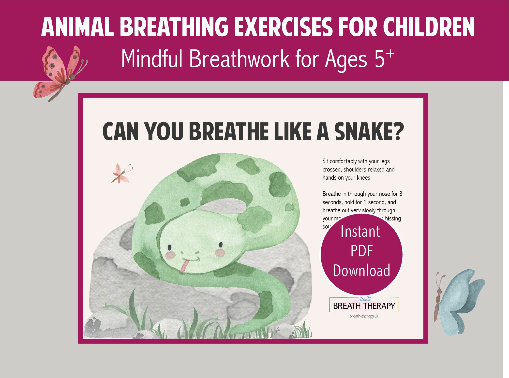 Printable Snake Breathing Exercise for Children Mindful Breathwork for