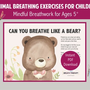 Printable Breathing Exercise for Children: Bear Breathwork PDF for Calm and Relaxation for Ages 5+