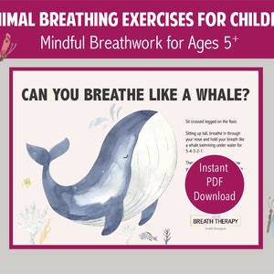 Printable Whale Breathing Exercise for Children: Mindful Breathwork for Ages 5+ — PDF