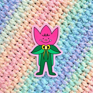 Sticker Tulip Boy — waterdicht, natuur briefpapier, plant + bloem briefpapier, lente + zomerfeest, tuinieren, striklint, mannetje