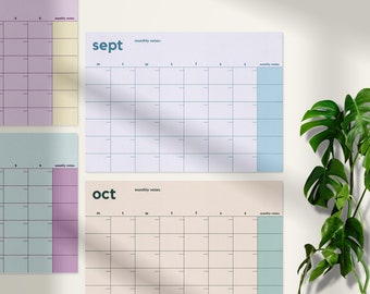 Colorful Monthly Wall Calendar 2024, A2, A3, A4 Sizes - Printable and Digital