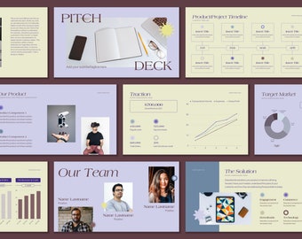 Violet Canva Pitch Deck Template: Startup Business Proposal (Digital Download)