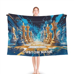 Chess Custom Name Blanket, Chess Throw Blanket, Chess Fleece Blanket, Chess Blanket, Chess Kid Blanket, Chess Gift