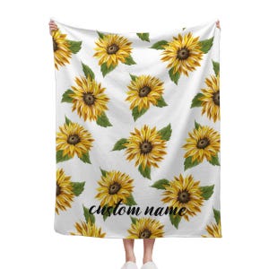 Sunflowers Blanket Custom Name Blanket, Sunflowers Throw Blanket, Sunflowers Fleece Blanket, Sunflowers Cozy Blanket, Sunflowers Blanket