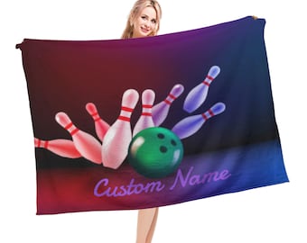 Bowling Blanket Custom Name Blanket, Bowling ball Throw Blanket, Bowling Fleece Blanket, Bowling  Cozy Blanket, Bowling  Blanket