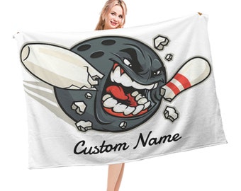 Bowling  Blanket Custom Name Blanket, Bowling ball Throw Blanket, Bowling Fleece Blanket, Bowling  Cozy Blanket, Bowling  Blanket