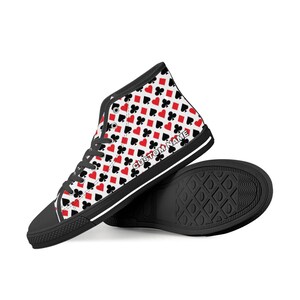 Hoge sneakers Cards Casino aangepaste naam, hoge sneakers Cards Casino, hoge sneakers Cards Casino Custom print top