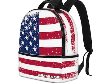 Zaino con bandiera americana per bambini e adulti, zaino per laptop con bandiera americana, zaino leggero con bandiera americana, zaino da viaggio con stampa della bandiera americana