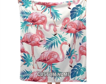 Flamingos Blanket Custom Name Blanket, Flamingos Throw Blanket, Flamingos Fleece Blanket, Flamingos Cozy Blanket, Animal Blanket