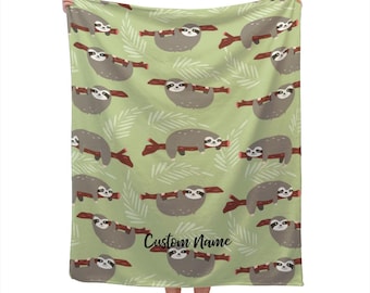 Manta de perezoso con nombre, manta de perezoso, manta de forro polar, manta acogedora de perezoso, manta de animal