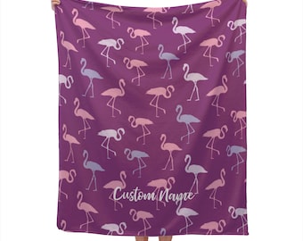 Flamingos Blanket Custom Name Blanket, Flamingos Throw Blanket, Flamingos Fleece Blanket, Flamingo Cozy Blanket, Animal Blanket