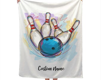 Bowling  Blanket Custom Name Blanket, Bowling ball Throw Blanket, Bowling Fleece Blanket, Bowling  Cozy Blanket, Bowling Blanket