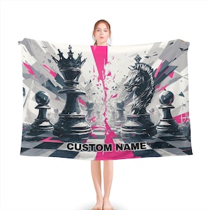 Chess Custom Name Blanket, Chess Throw Blanket, Chess Fleece Blanket, Chess Blanket, Chess Kid Blanket, Chess Gift