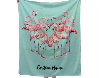Flamingos Blanket Custom Name Blanket, Flamingos Throw Blanket, Flamingos Fleece Blanket, Flamingo Cozy Blanket, Animal Blanket