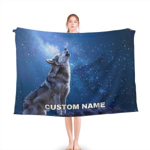 Wolf Benutzerdefinierte Name Decke, Wolf werfen Decke, Wolf Fleece Decke, Wolf gemütliche Decke, Wild Wolf Natur, Wolf Decke