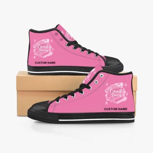 Breast Cancer Custom Name High Top Sneakers, Breast Cancer High Top Shoes, Breast Cancer pattern Custom Print Top Sneakers