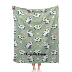 Panda Blanket Custom Name Blanket, Panda Throw Blanket, Panda Fleece Blanket, Panda Kids Blanket, Panda Adult Blanket, Panda Gift