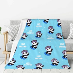 Panda Blanket Custom Name Blanket, Panda Throw Blanket, Panda Fleece Blanket, Panda Cozy Blanket, Animal Blanket
