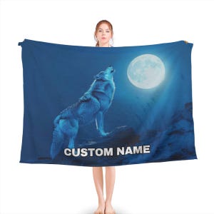 Wolf Benutzerdefinierte Name Decke, Wolf werfen Decke, Wolf Fleece Decke, Wolf gemütliche Decke, Wild Wolf Natur, Wolf Decke