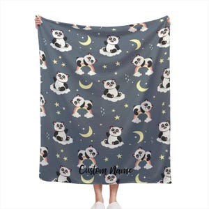 Panda Blanket Custom Name Blanket, Panda Throw Blanket, Panda Fleece Blanket, Panda Kids Blanket, Panda Adult Blanket, Panda Gift