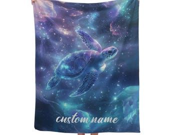 Turtle Blanket Custom Name Blanket, Ocean Turtle Blanket, Turtles Blanket, Seabed World Blanket, Ocean Turtles Throw Blanket