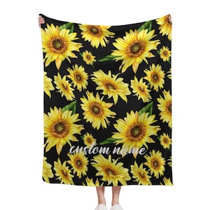 Sunflowers Blanket Custom Name Blanket, Sunflowers Throw Blanket, Sunflowers Fleece Blanket, Sunflowers Cozy Blanket, Sunflowers Blanket