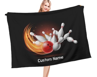 Bowling  Blanket Custom Name Blanket, Bowling ball Throw Blanket, Bowling Fleece Blanket, Bowling  Cozy Blanket, Bowling Blanket