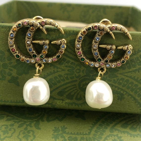 Diamond Pearl Earrings Gift for Her - image 1