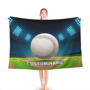 Baseball Custom Name Blanket, Baseball Ball Throw Blanket, Baseball Fleece Blanket, Baseball Adult Blanket, Baseball Ball Gift