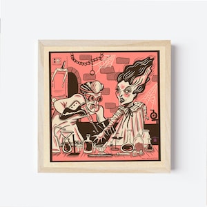 Bride of Frankenstein 8x8 Giclee Halloween Monster Art Print