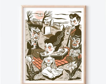 Monster Party 8x10 Graveyard Art Print
