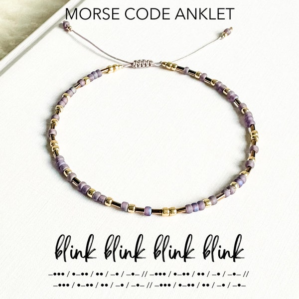 ANKLET Blink Blink Blink Blink Morse Code / TOG / SJM / Morse Code Jewelry / Bookish Jewelry / Bead Anklet