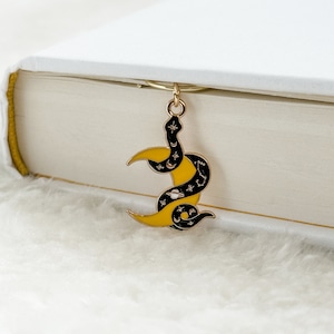 Snake on a Moon Bookmark Paperclip, Scary Charms, Gold, Bookmark Gift, Gift for Book Lovers, Charms Collection, Bookish Gift