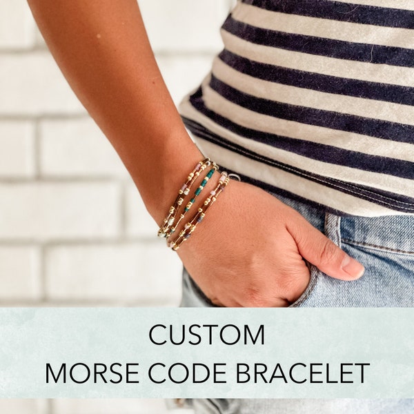 CUSTOM Morse Code Bracelet / Free Shipping / Morse Code Jewelry / Bookish Jewelry / Bookish Bracelet / Friendship Bracelet / Beach Bracelet