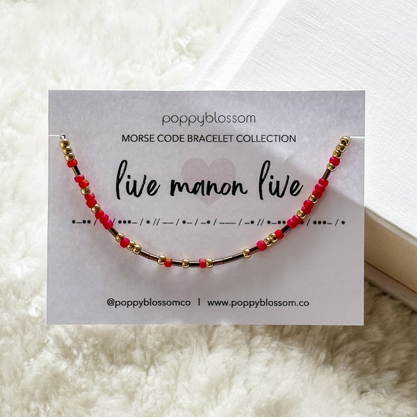 LIVE MANON LIVE Morse Code Bracelet / Free Shipping / Morse Code Jewelry / Bookish Jewelry / Bookish Bracelet / Friendship Bracelet