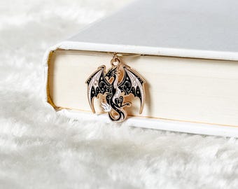 Black Dragon Charm Bookmark Clip | Dragon Charms | Dragon Bookmark | Fantasy Bookmark | Bookish Gift