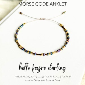 ANKLET Hello Feyre Darling Morse Code / ACOTAR / SJM / Morse Code Anklet / Bookish Jewelry / Bead Anklet