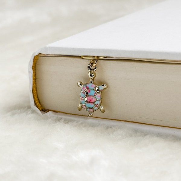 Turtle Color Shell Charm Bookmark Paperclip, Sea Turtle, Gold, Bookmark Gift, Gift for Book Lovers, Charms Collection