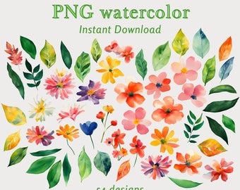 watercolor foliage clipart - greenery leaves set, floral clipart, foliage png, watercolor flowers bundle, foliage botanical png