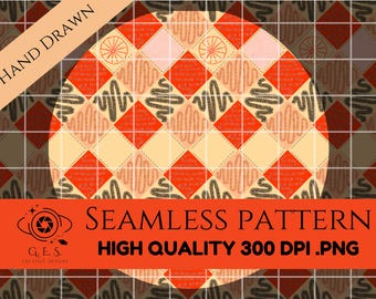 Tribal Patchwork Seamless Pattern: Boho Geometric Print (PNG Digital Download)