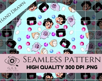 Naadloos Steven Universe-patroon: handgetekende stofontwerp (digitale download)