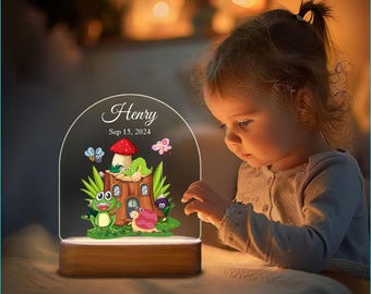 Animal Shaped Night Light, Birthday Gifts For Kids, Nursery Decor, Easter Gifts For Kids, Customize Name and Date of Birth for Children